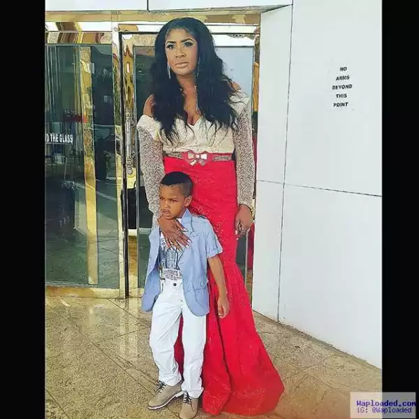 Cleavage-Baring Actress, Angela Okorie And Son Lovely In New Photos